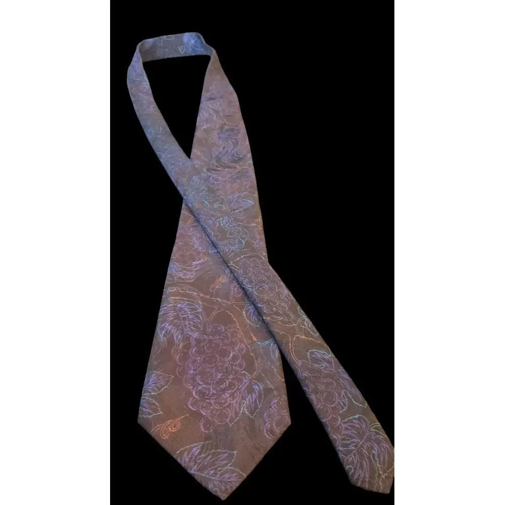 D'EM CRAZY The Winery Vintage 90s 1993‎ Tie Necktie Grapes Wine Black